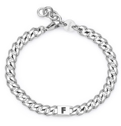 S'Agapõ Pánský ocelový náramek s písmenem F Monogram SMG16