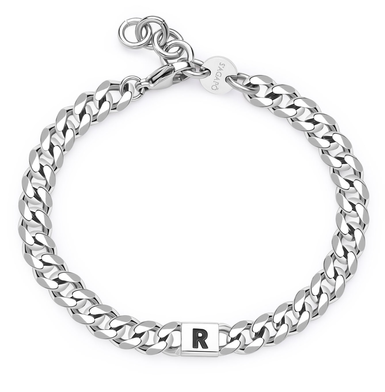 S'Agapõ Pánský ocelový náramek s písmenem R Monogram SMG27