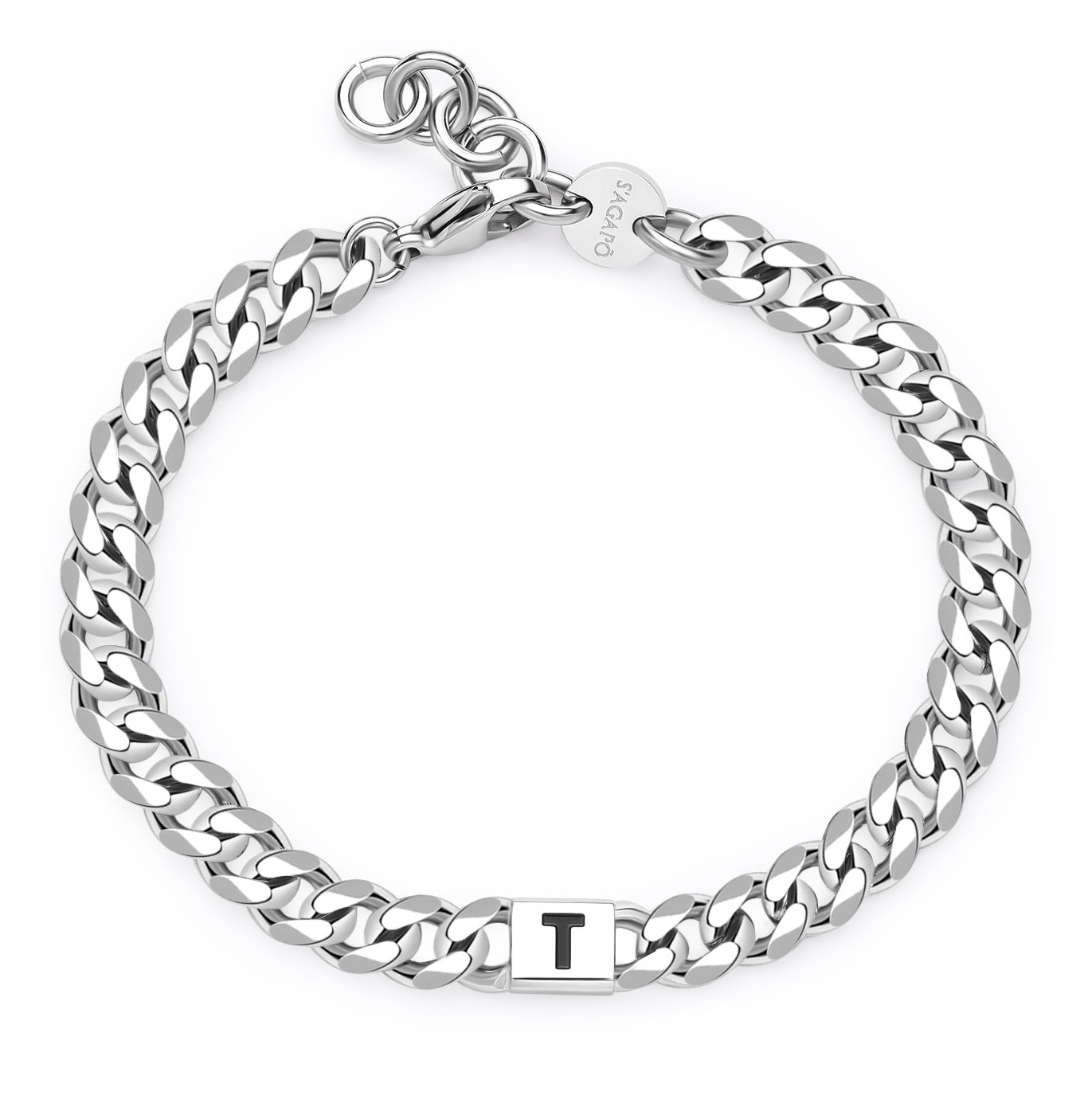 S'Agapõ Pánský ocelový náramek s písmenem T Monogram SMG29