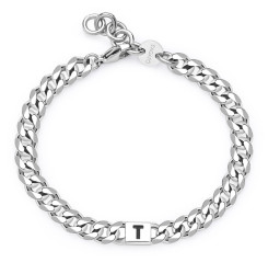 S'Agapõ Pánský ocelový náramek s písmenem T Monogram SMG29