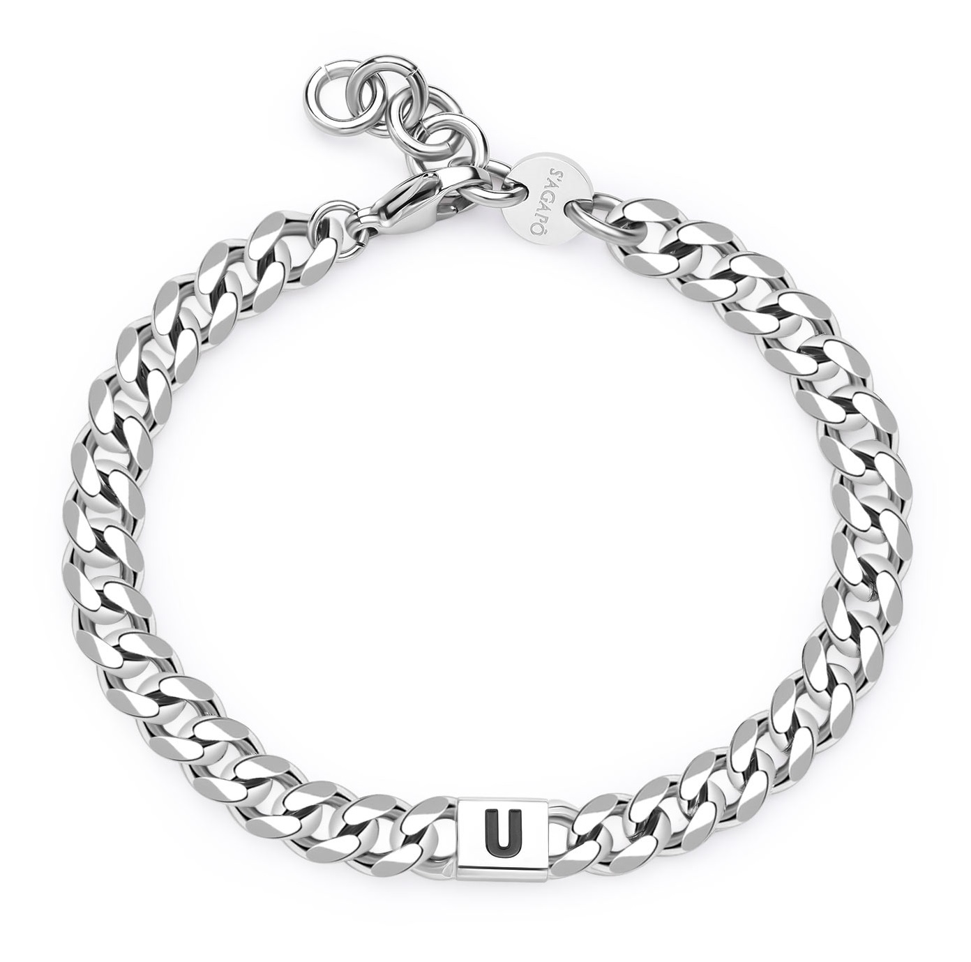 S'Agapõ Pánský ocelový náramek s písmenem U Monogram SMG30