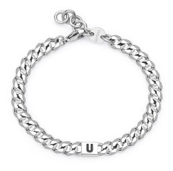 S'Agapõ Pánský ocelový náramek s písmenem U Monogram SMG30