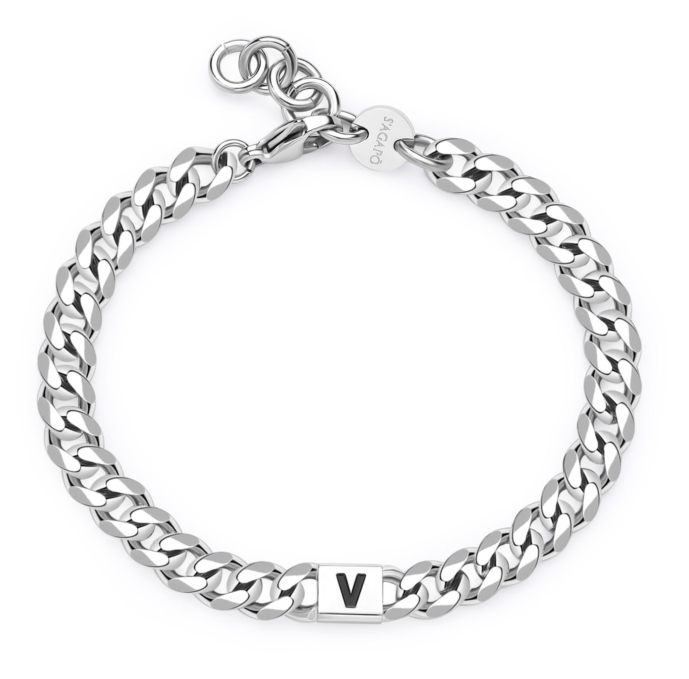 S'Agapõ Pánský ocelový náramek s písmenem V Monogram SMG31