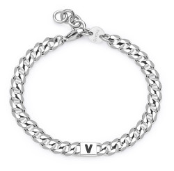 S'Agapõ Pánský ocelový náramek s písmenem V Monogram SMG31