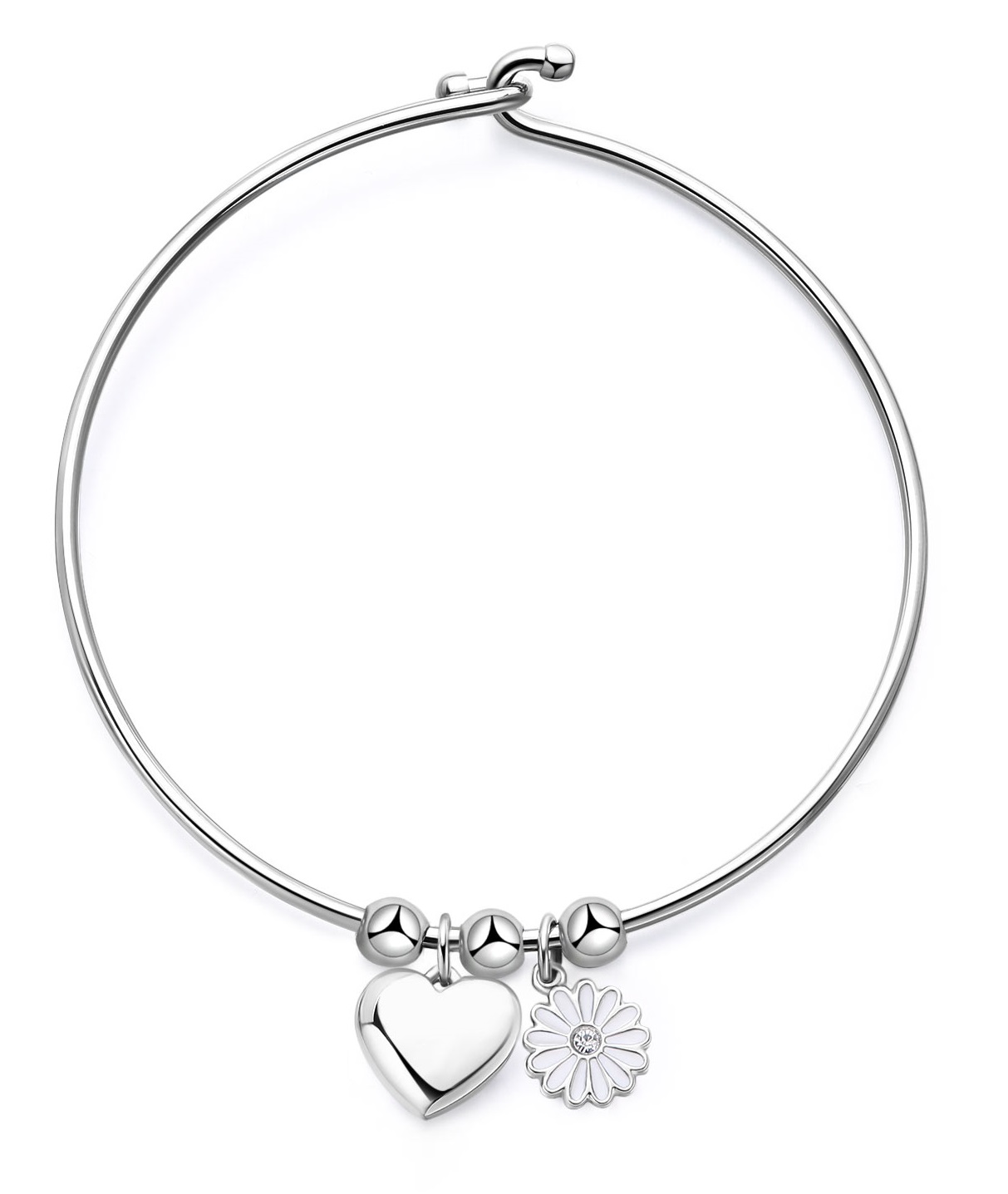 S'Agapõ Pevný ocelový náramek Srdce a sedmikráska Feelings SFE11