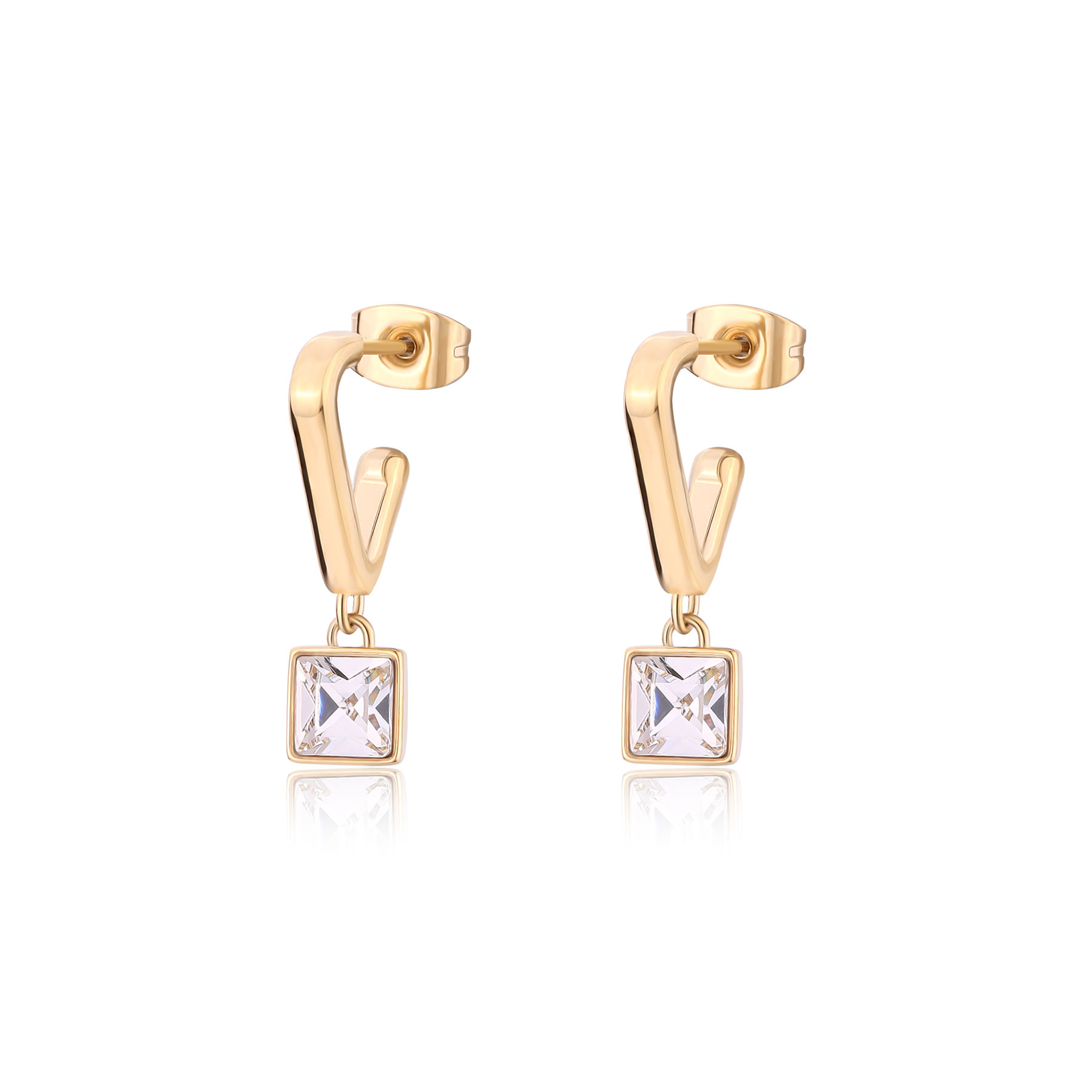 S'Agapõ Pozlacené visací náušnice s krystaly Luce SCE40