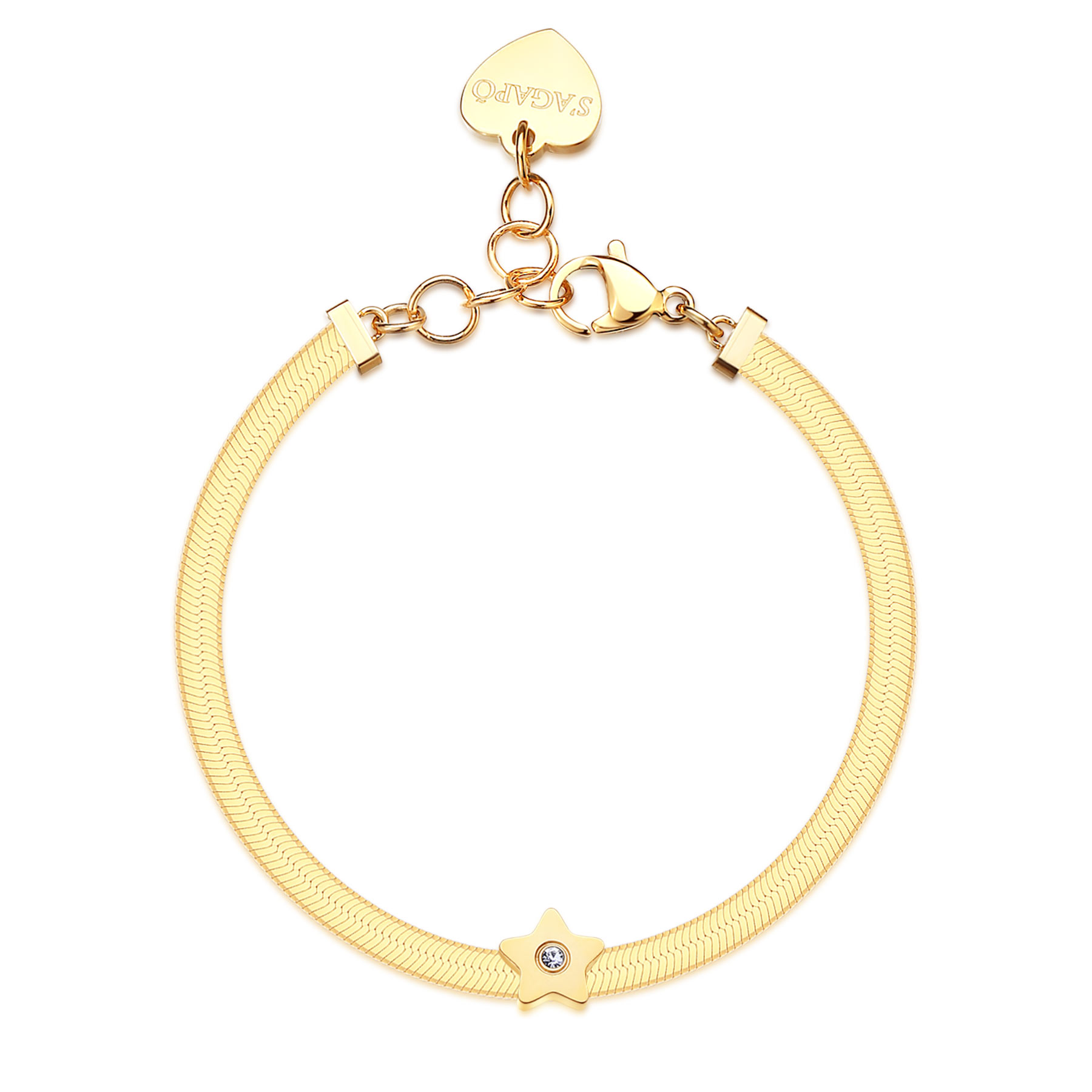 S'Agapõ Pozlacený ocelový náramek Hvězda Click SCK249