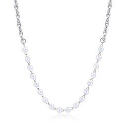 S'Agapõ Půvabný ocelový náhrdelník s perlami Chunky SHK63