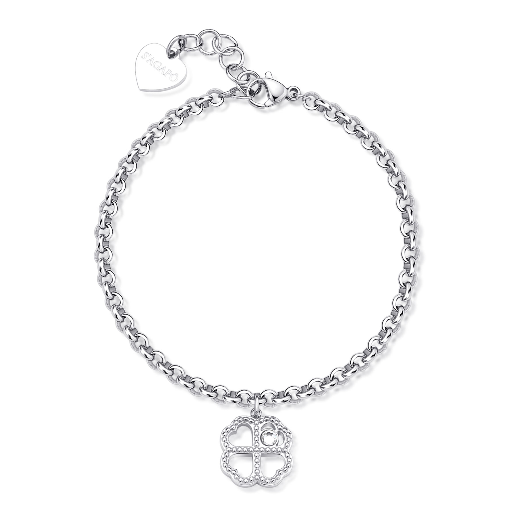 S'Agapõ Půvabný ocelový náramek Čtyřlístek Lucky Light SKT45