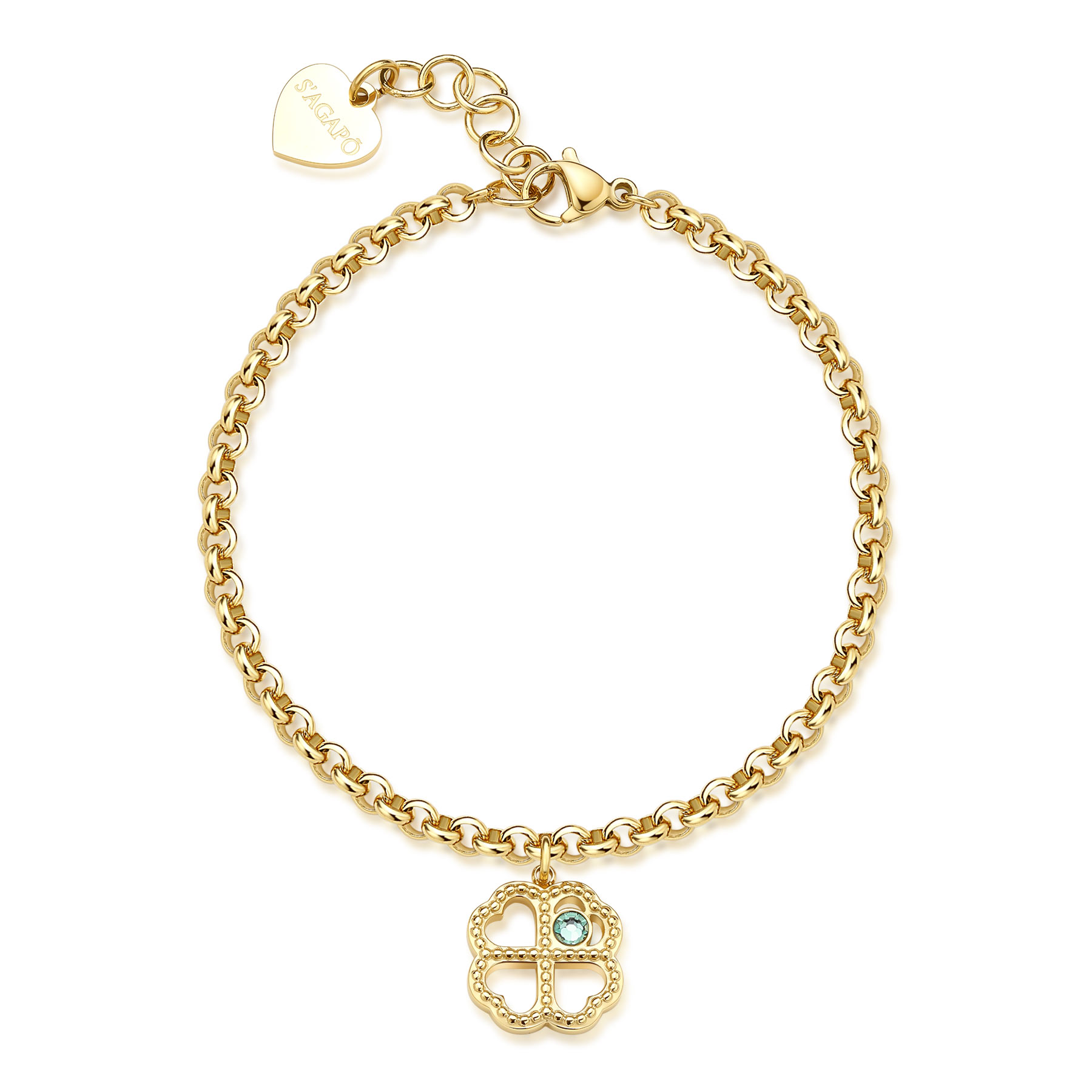 S'Agapõ Půvabný pozlacený náramek Čtyřlístek Lucky Light SKT46