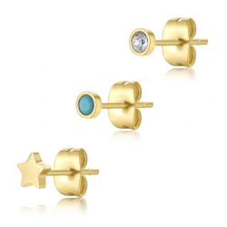 S'Agapõ Sada tří pozlacených single náušnic Glam CLICK SCK167