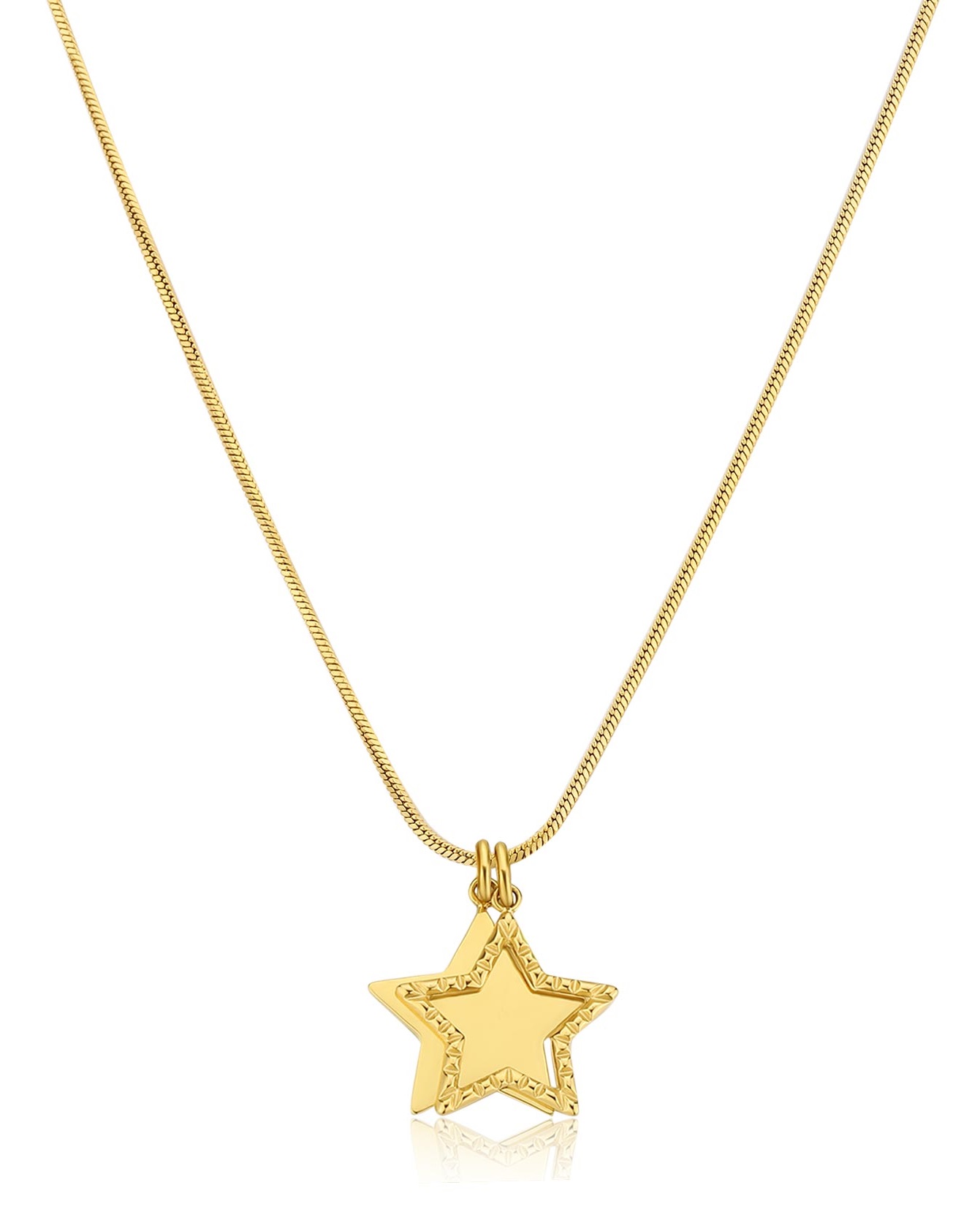 S'Agapõ Slušivý pozlacený náhrdelník s hvězdičkami Message SSG08