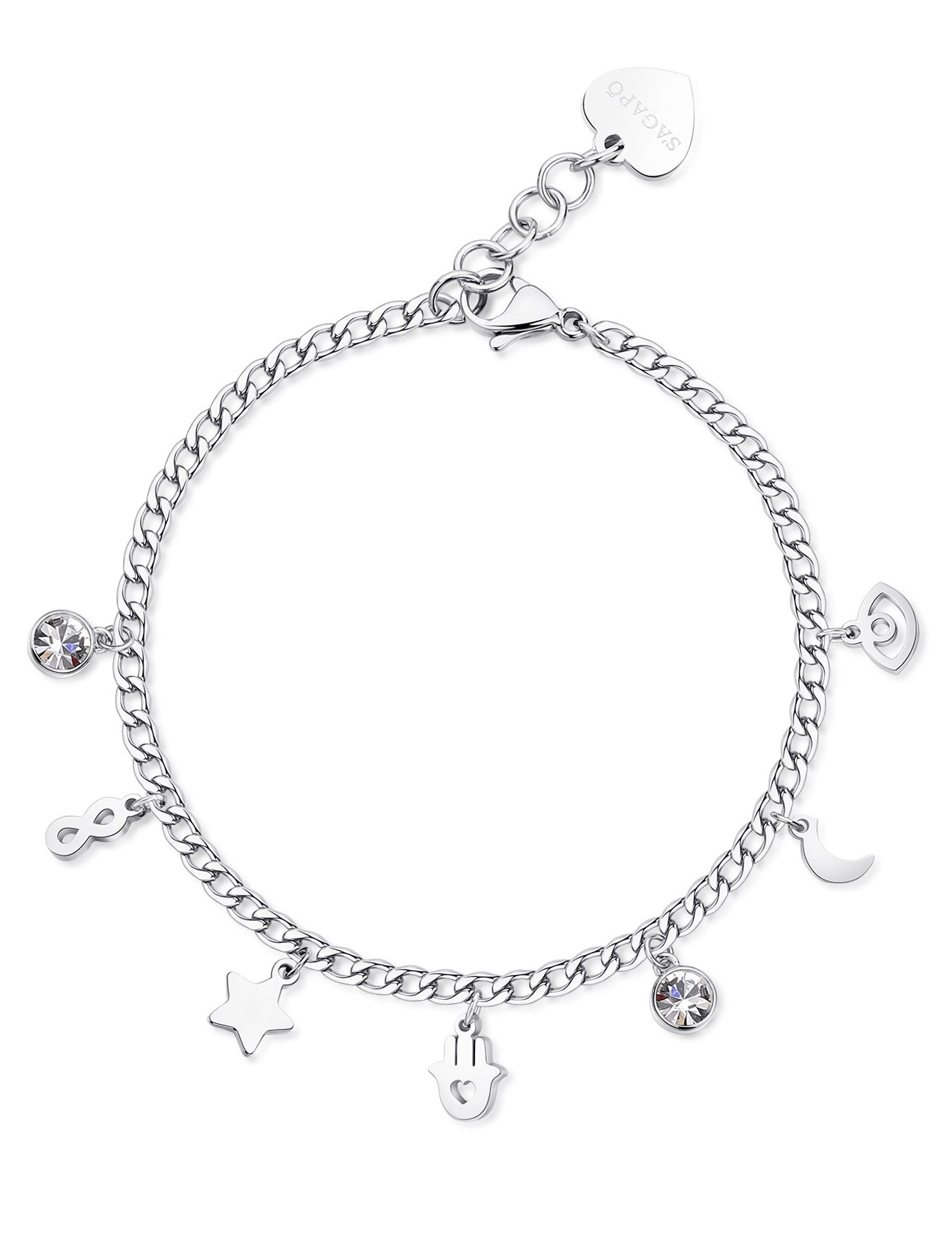 S'Agapõ Stylový ocelový náramek s přívěsky Message SSG12