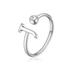 S'Agapõ Stylový ocelový prsten J s krystalem Click SCK181