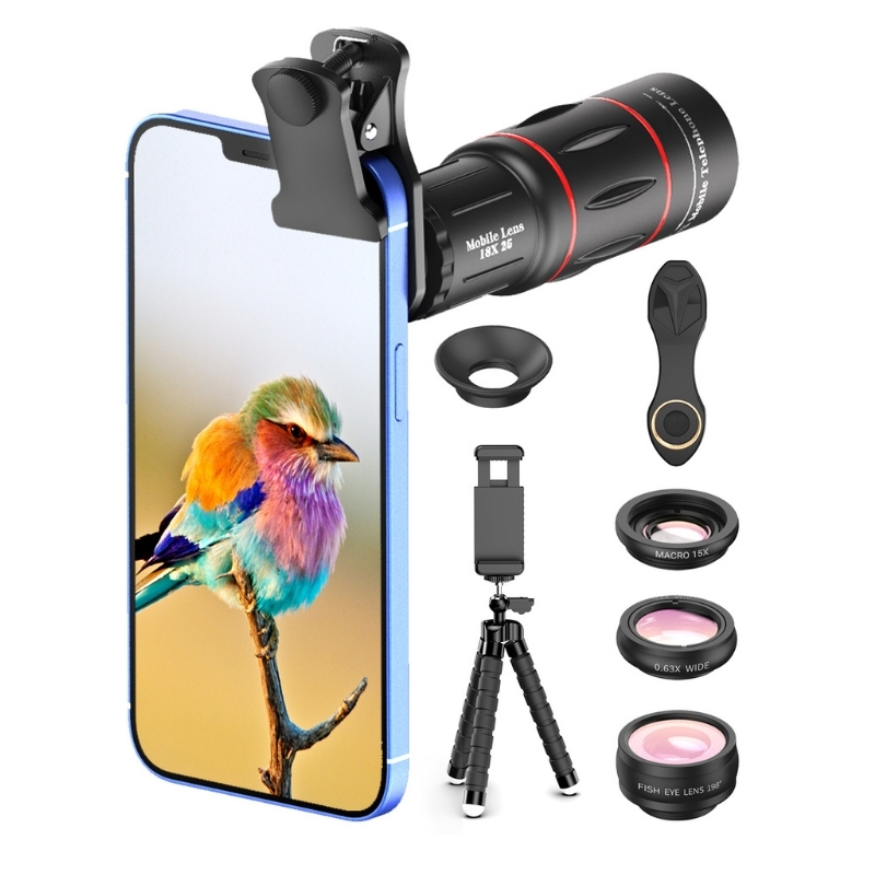 Sada Apexel 6v1 - teleobjektivy 18x se stativem a Bluetooth spouští