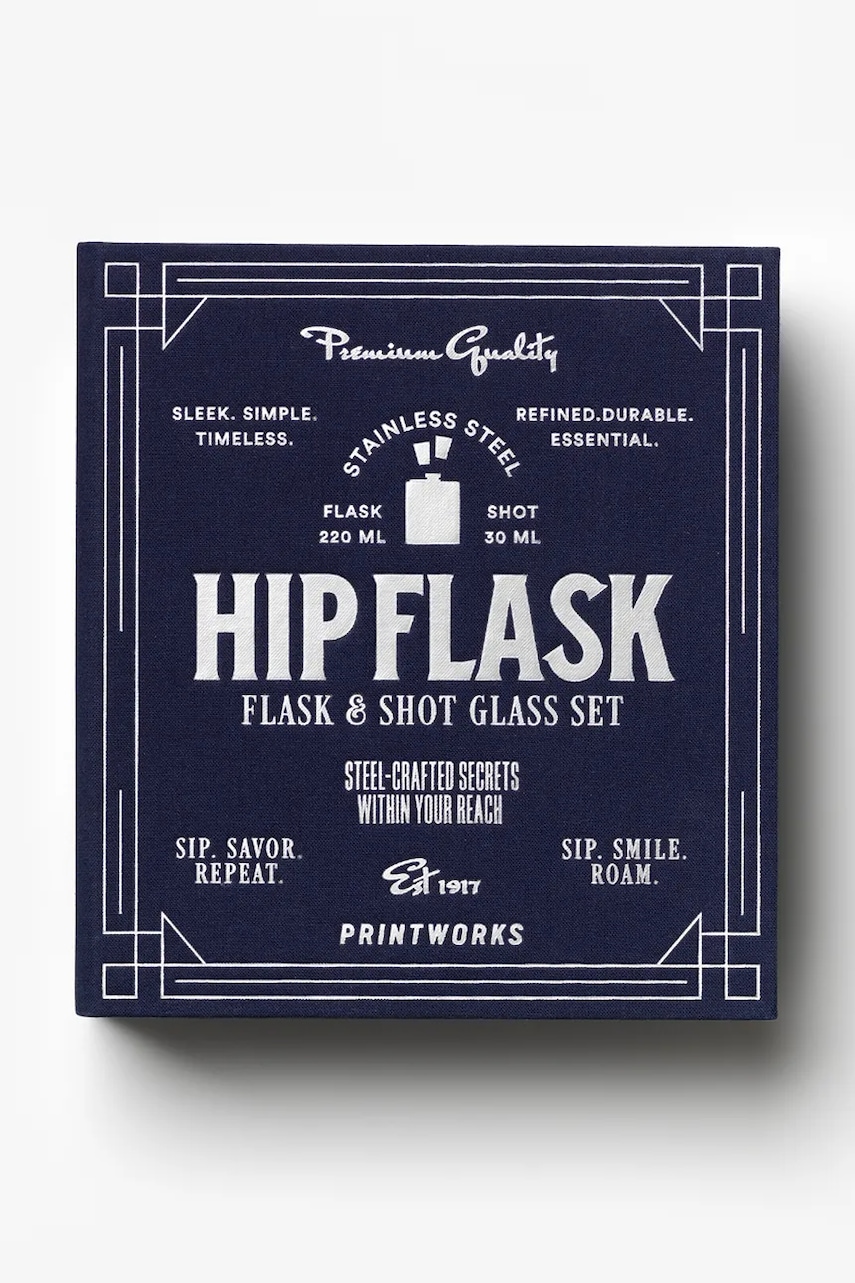 Sada příslušenství k alkoholickým nápojům Printworks Hip Flask 19,5 x 18 cm 4 části