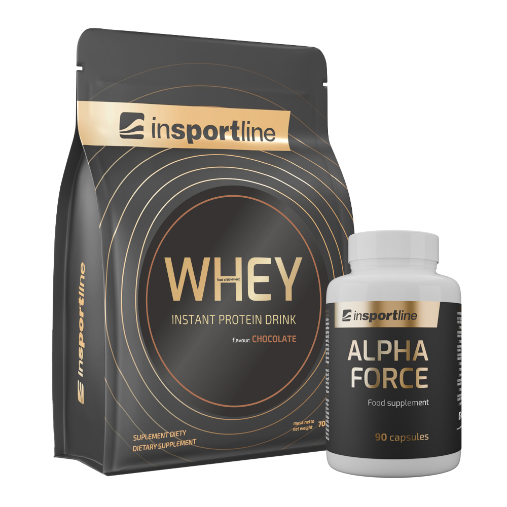SADA: Protein inSPORTline WHEY 700g + Stimulant inSPORTline AlphaForce, 90 kapslí čokoláda
