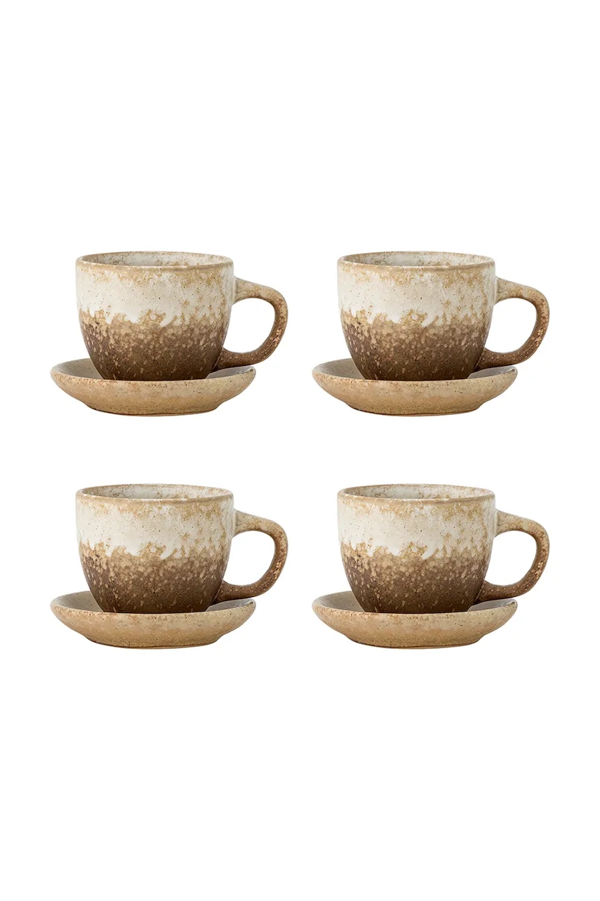 Sada šálků s podšálky pro 4 osoby Bloomingville Brenta 180 ml 8-pack