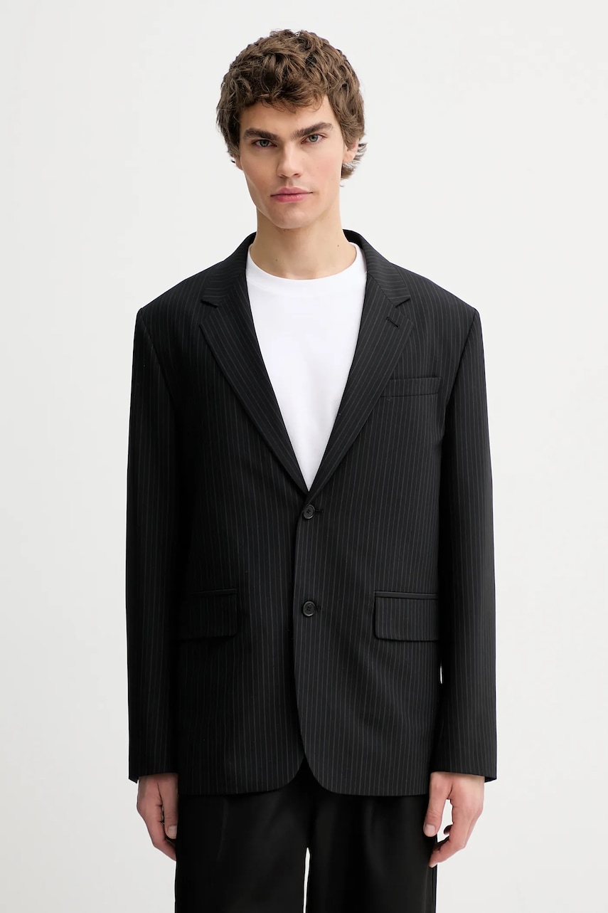 Sako s přídavkem vlny Filippa K černá barva, 31998