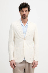 Sako s příměsí lnu Guess TYRON pánské, béžová barva, M5GN09 WH782