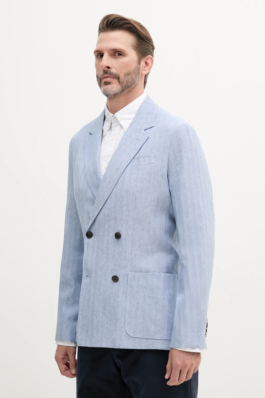 Sako s příměsí lnu Tommy Hilfiger pánské, modrá barva, MW0MW38895