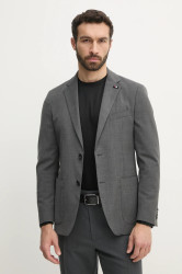 Sako s příměsí vlny Tommy Hilfiger šedá barva, SQTHL6505.SQTH401