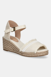 Sandály Tommy Hilfiger FRINGE CANVAS MEDIUM WEDGE