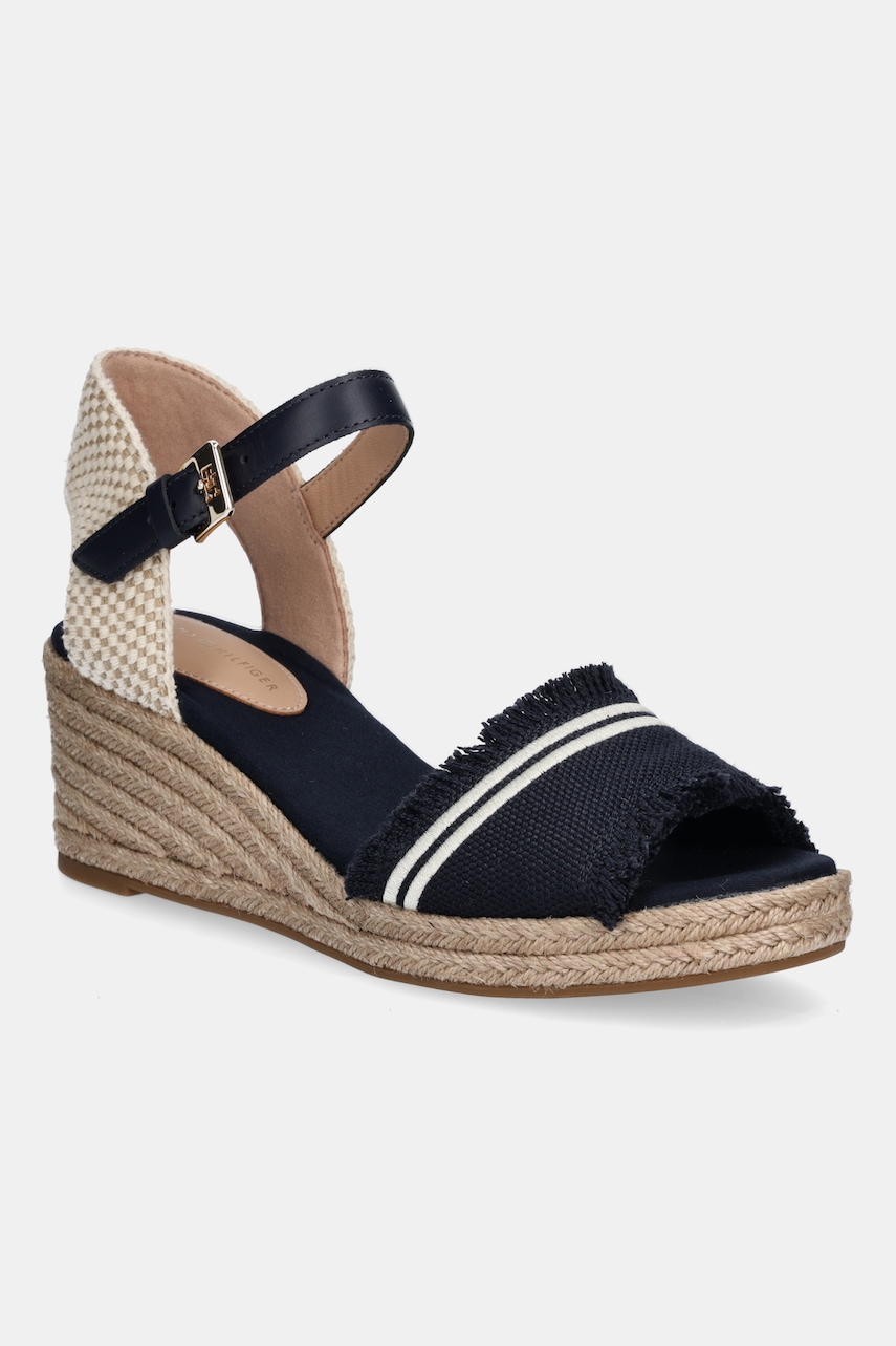 Sandály Tommy Hilfiger FRINGE CANVAS MEDIUM WEDGE