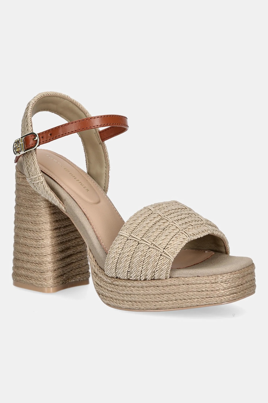 Sandály Tommy Hilfiger ROPE HEEL PLATFORM SANDAL béžová barva, FW0FW08425