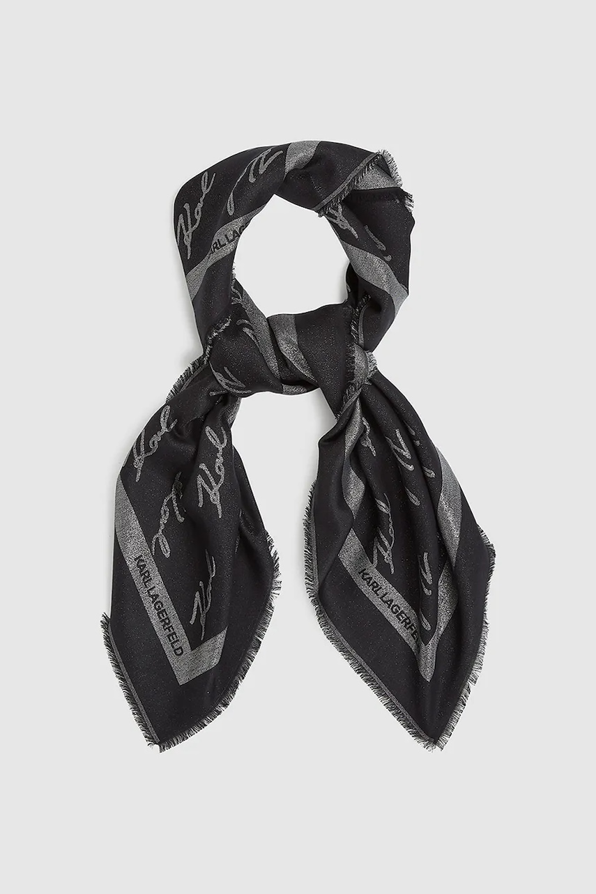 Šátek s příměsí hedvábí Karl Lagerfeld K/SIGNATURE