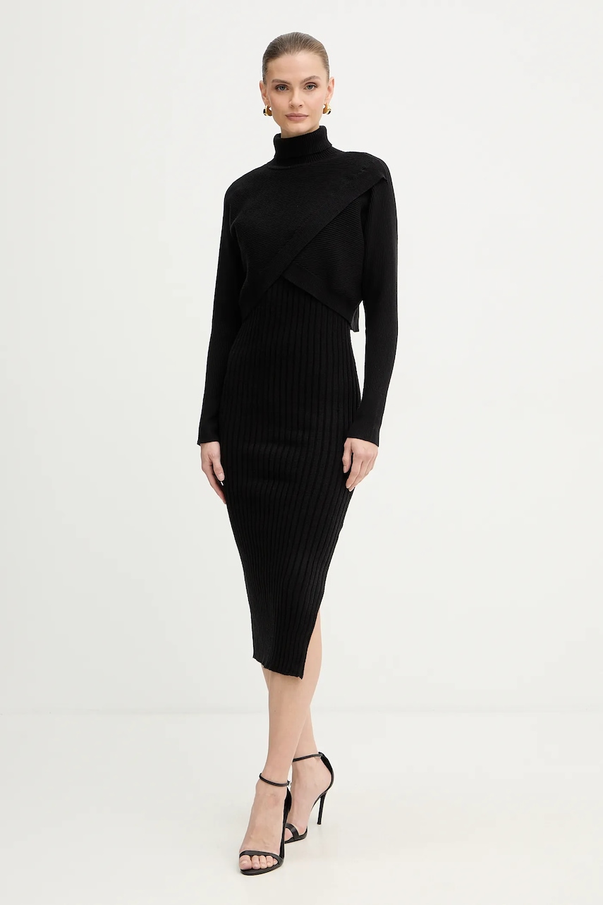 Šaty a svetr Morgan černá barva, midi, RMORIA