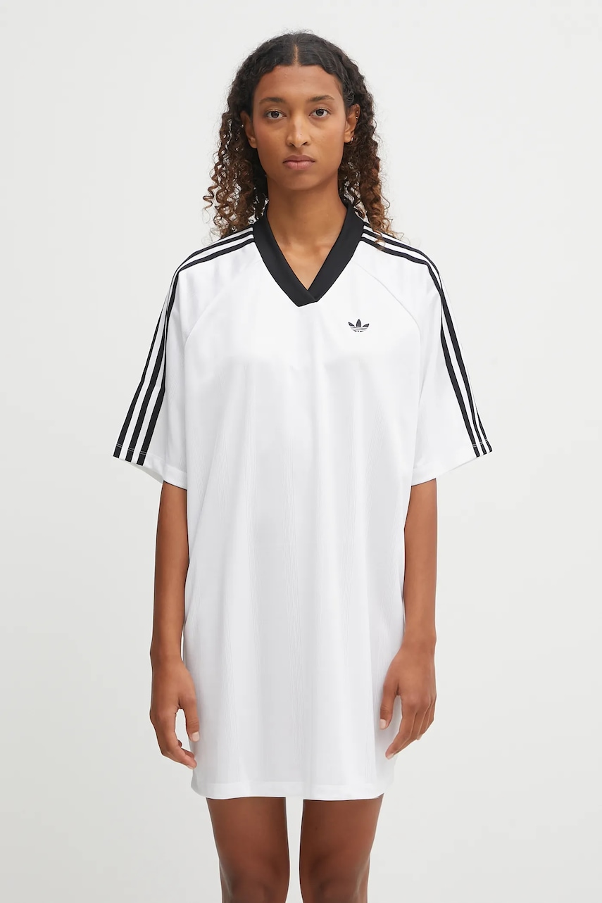 Šaty adidas Originals Jacquard Dress bílá barva, mini, oversize, KB8153