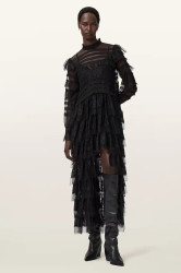 Šaty AllSaints černá barva, maxi, W182DD