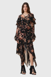 Šaty AllSaints FRESCA černá barva, maxi, W021DD