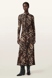 Šaty AllSaints hnědá barva, maxi, W206DD