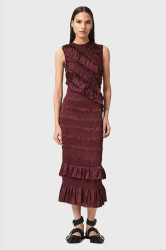 Šaty AllSaints NYLA červená barva, midi, přiléhavé, W034DD