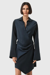 Šaty AllSaints TIRA tmavomodrá barva, mini, přiléhavé, W013DD