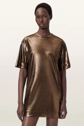 Šaty AllSaints zlatá barva, mini, oversize, W141DD