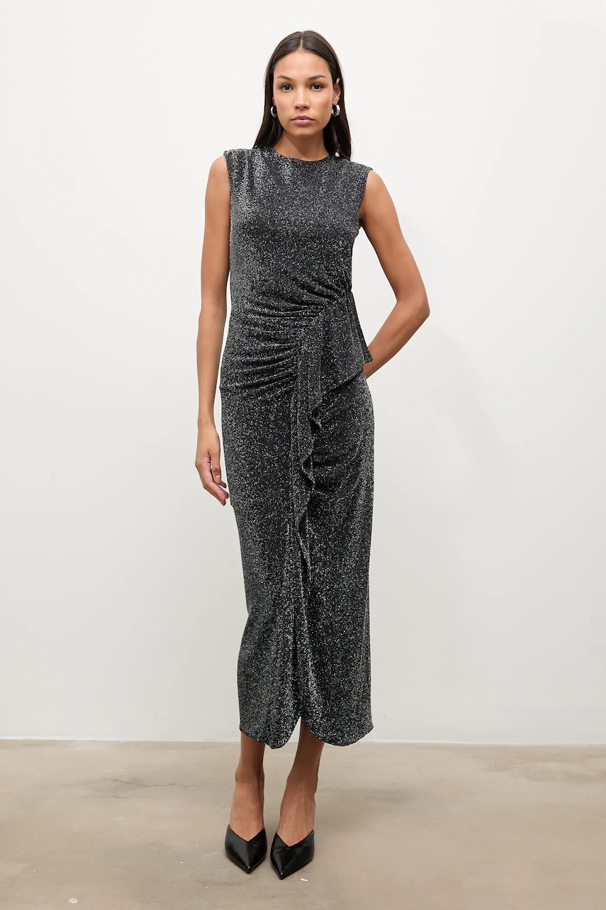 Šaty Answear.LAB stříbrná barva, maxi, přiléhavé