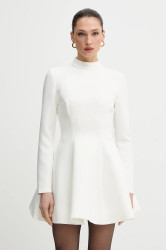 Šaty Bardot béžová barva, mini, 60238DB