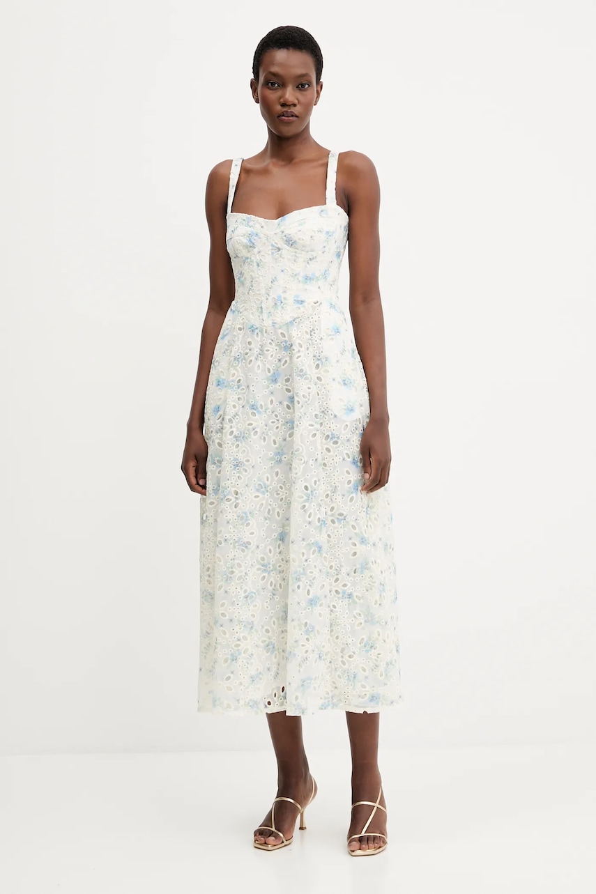 Šaty Bardot bílá barva, maxi, 58655DB3