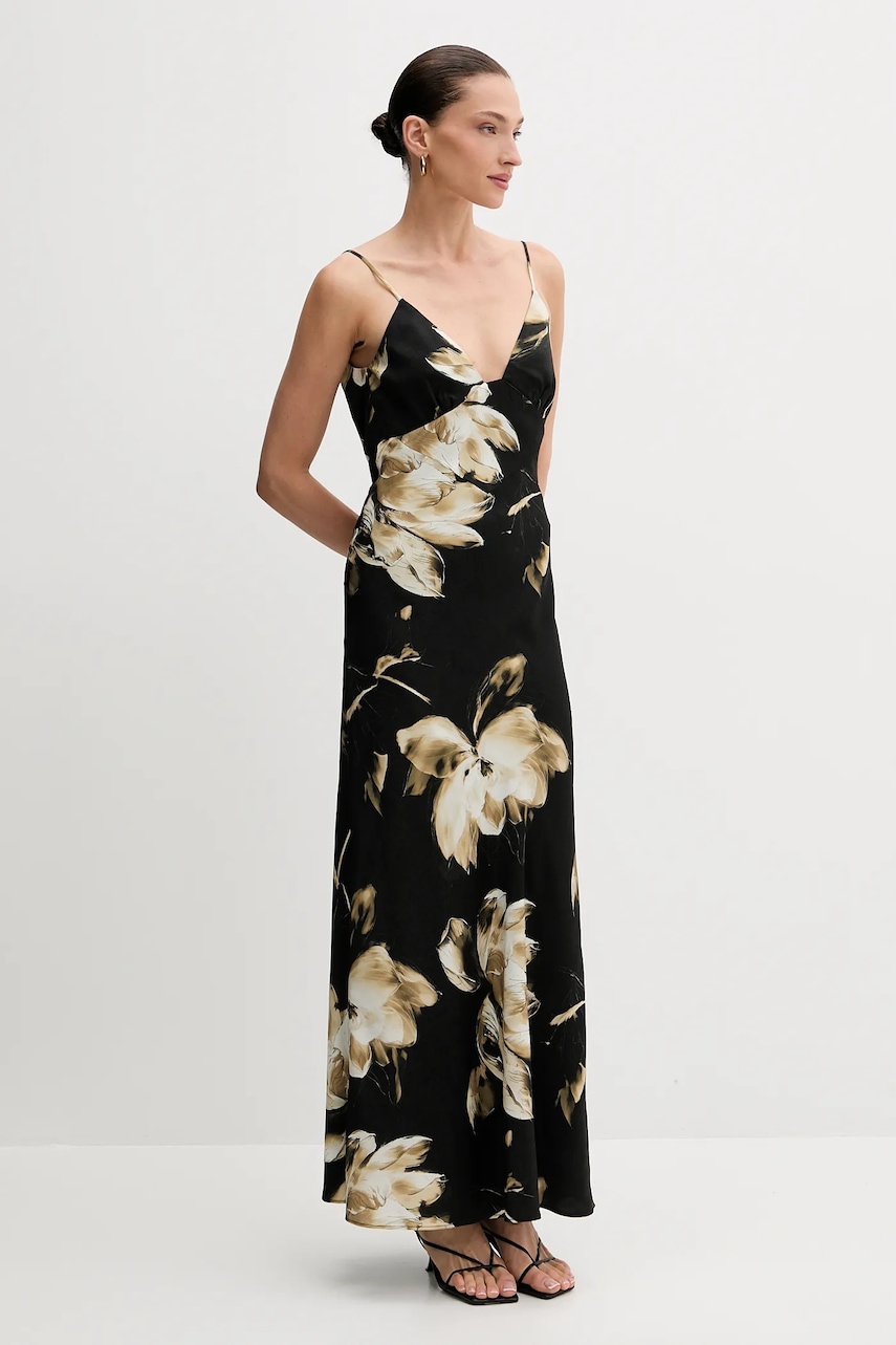 Šaty Bardot černá barva, maxi, 57516DB8