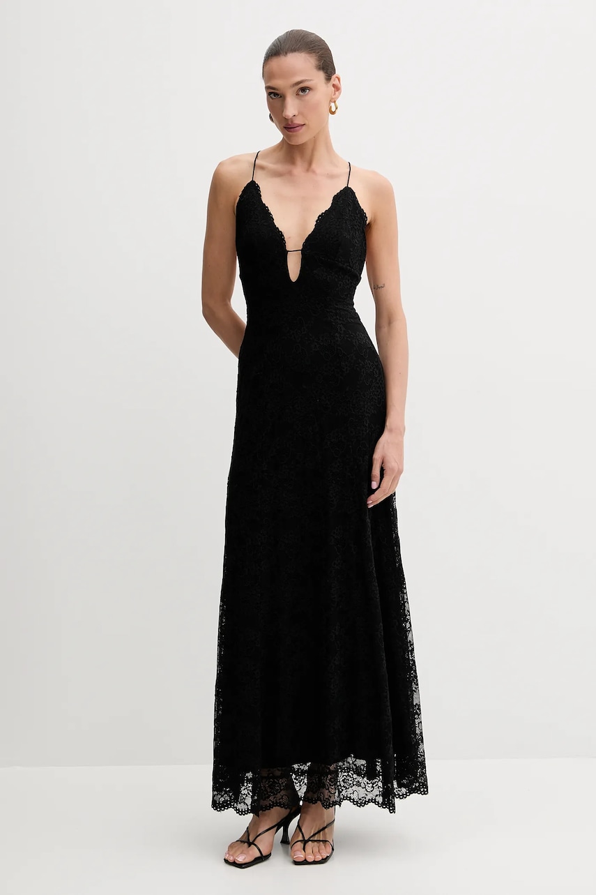 Šaty Bardot černá barva, midi, 60060DB