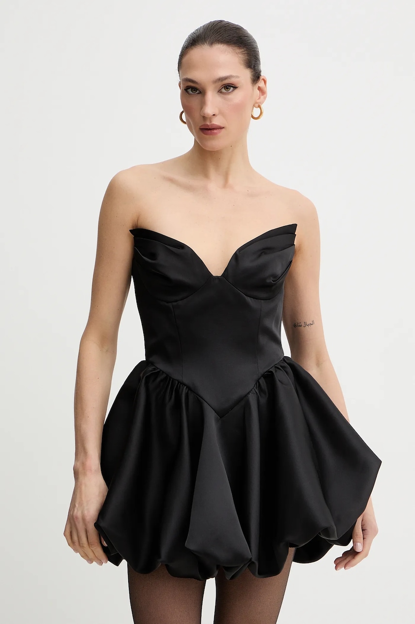 Šaty Bardot černá barva, mini, 60137DB