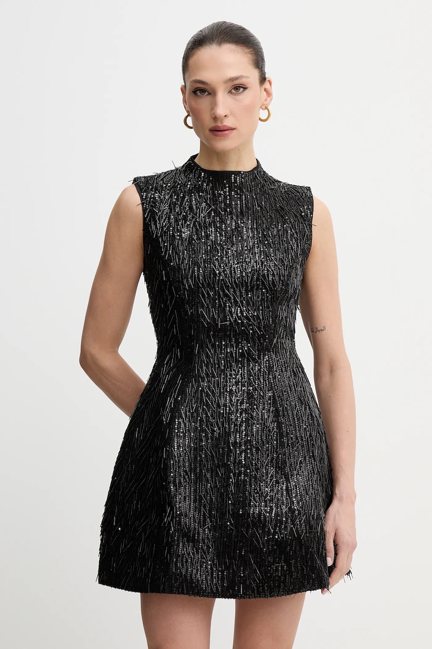 Šaty Bardot černá barva, mini, 60202DB