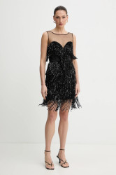 Šaty Bardot černá barva, mini, 60271DB