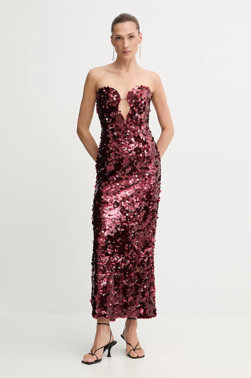 Šaty Bardot červená barva, mini, 59946DB1