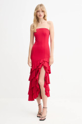 Šaty Bardot červená barva, mini, 60029DB