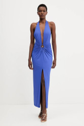 Šaty Bardot fialová barva, maxi, přiléhavé, 59914DB