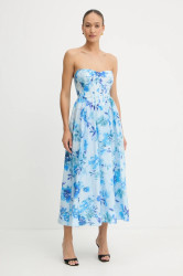 Šaty Bardot modrá barva, midi, 58164DB4